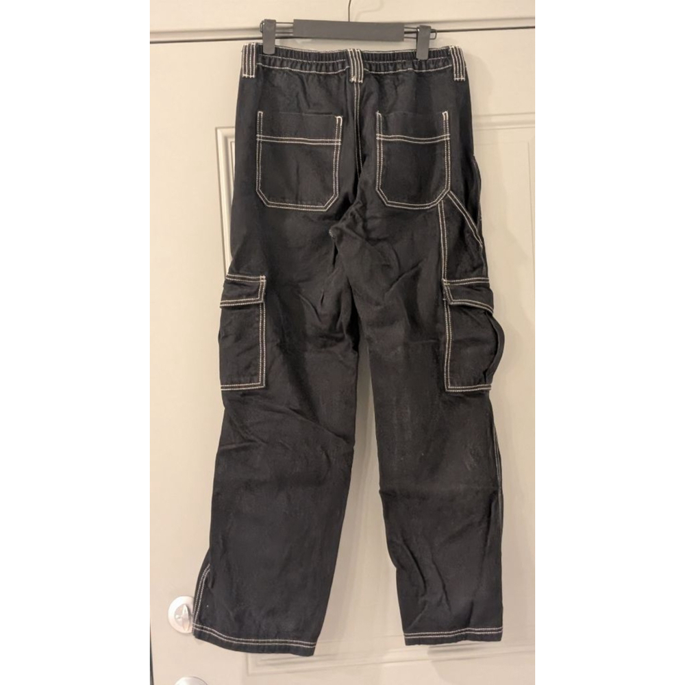 Women's BDG Urban Outfitters Black Cargo Pants with White Stitching Size 29 - Picture 6 of 11